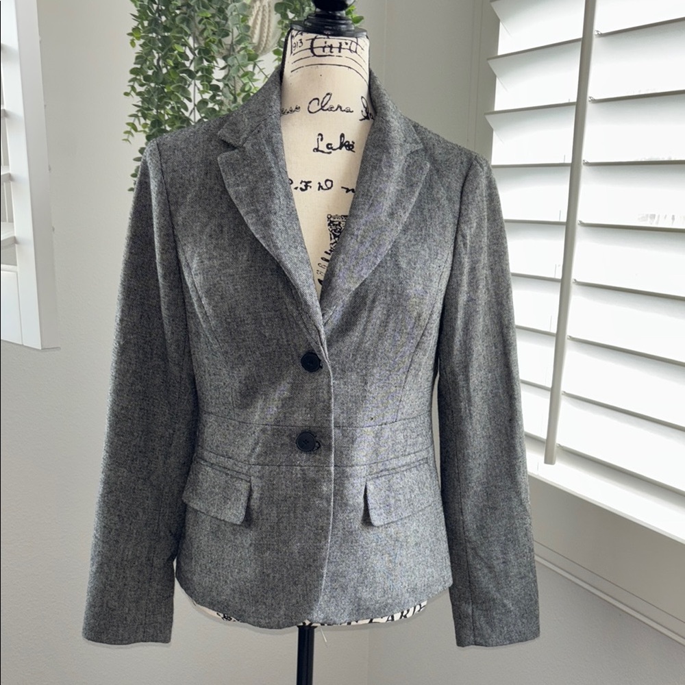 New York & Company Gray/White/Black Blazer